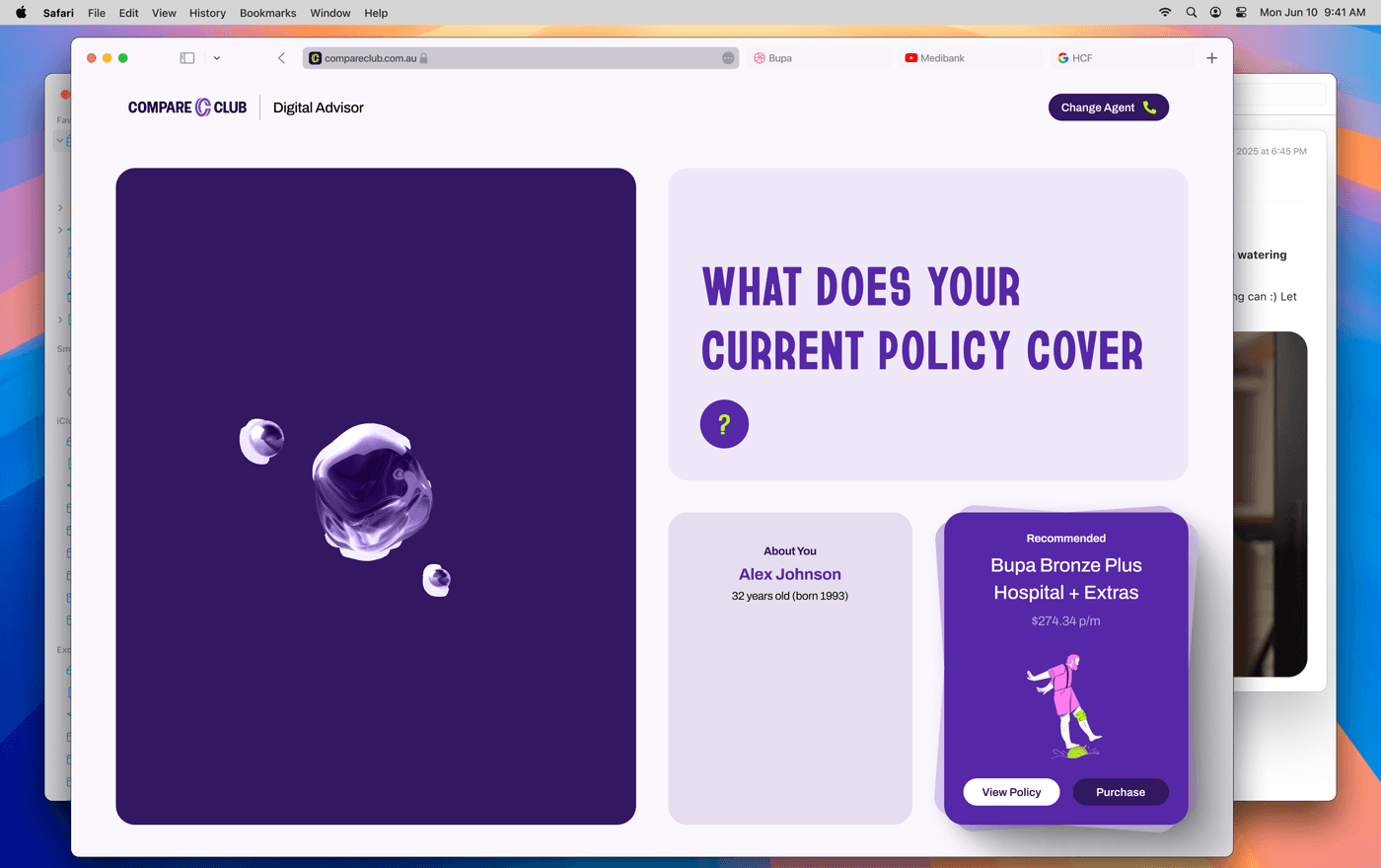 CompareClub AI digital advisor in production, aligned with brand