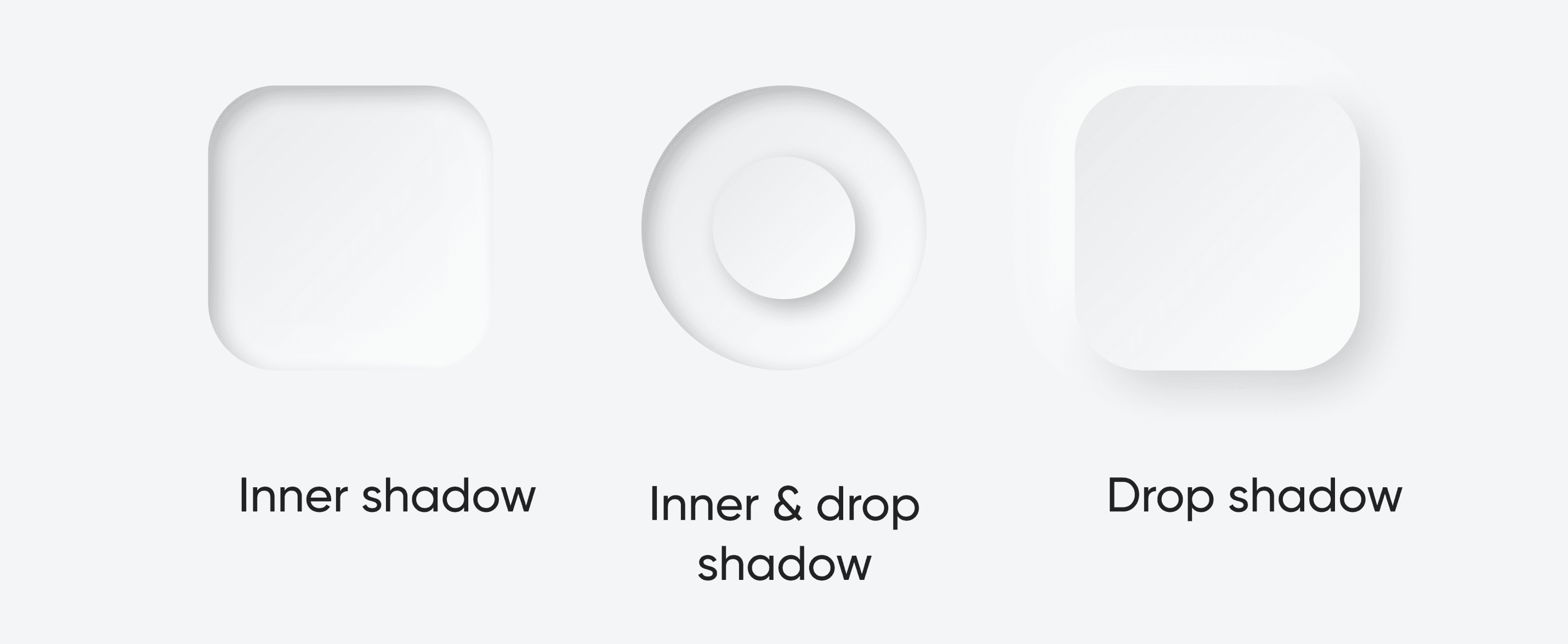 Drop shadows used for grouping — foreground and background separation on white