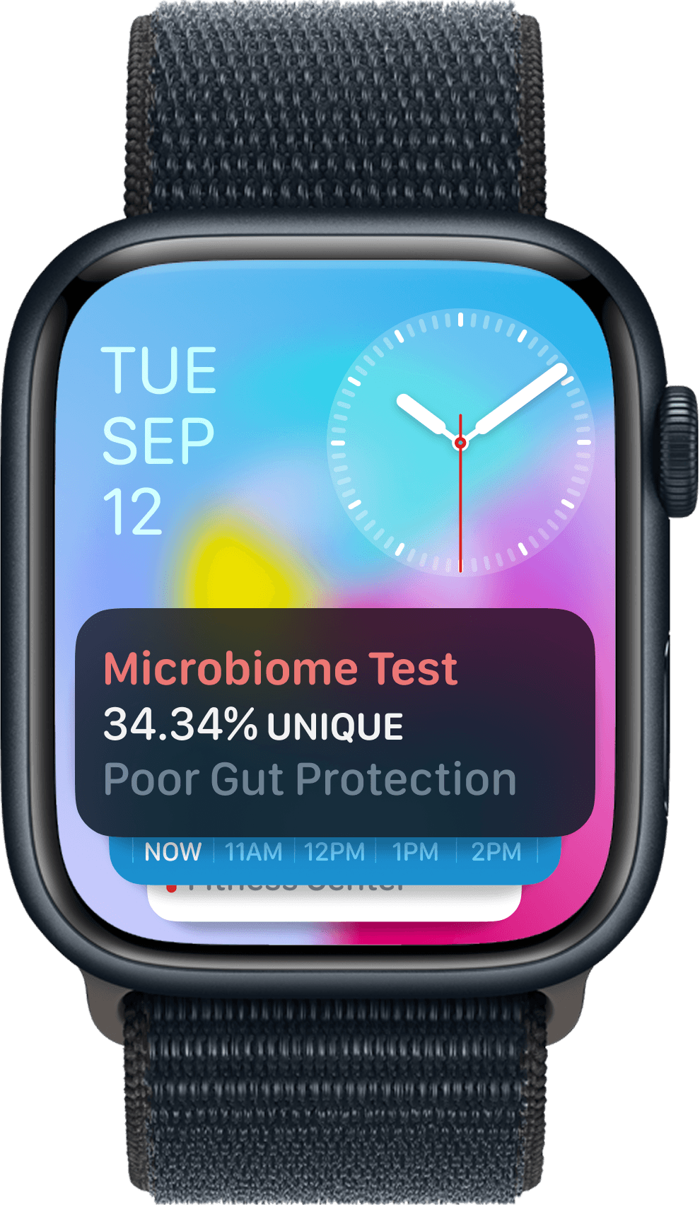 Health tracking watch experience for microbiome monitoring