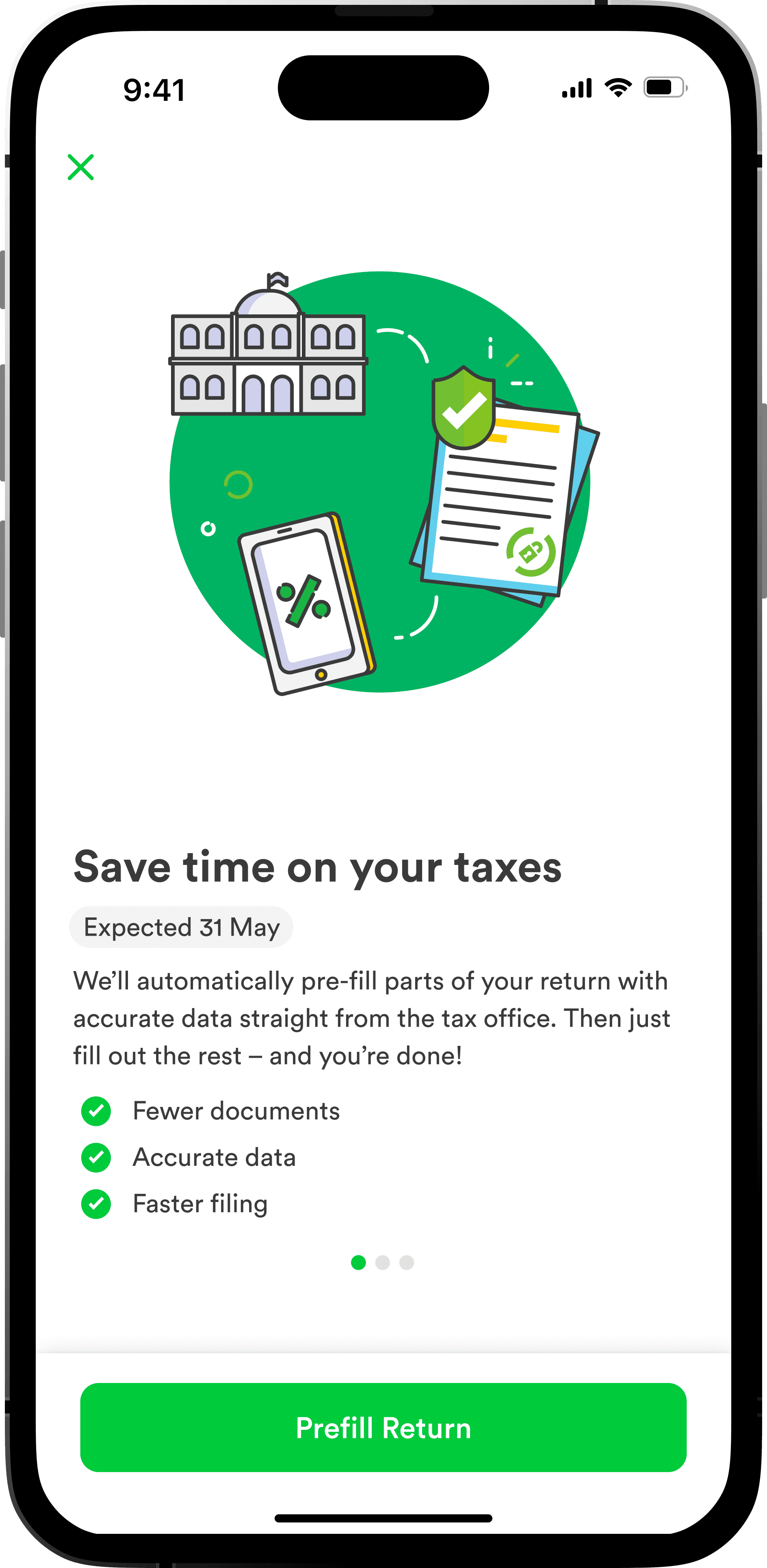 Screen 1: Offer to prefill return