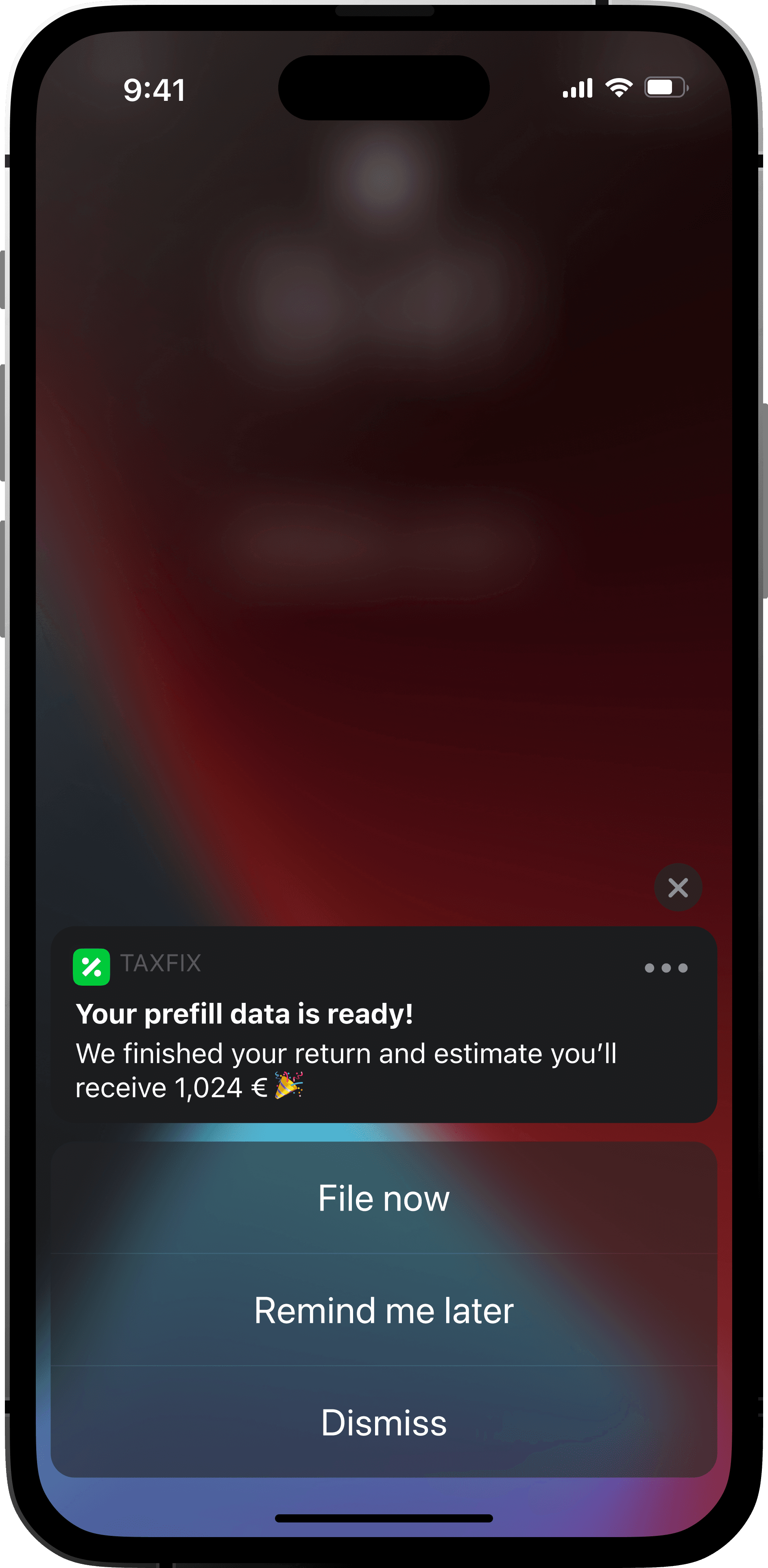Screen 4: Prefill data received, prompting user to enter code